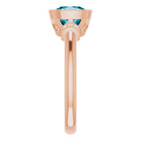 14K Gold Cushion Natural Checkerboard London Blue Topaz & Natural Diamond Bezel-Set Accented Ring - Rose Gold - view 4