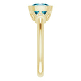 14K Gold Cushion Natural Checkerboard London Blue Topaz & Natural Diamond Bezel-Set Accented Ring - Yellow Gold - view 4