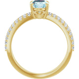14K Gold Oval Natural Sky Blue Topaz & Natural Diamond Accented Ring – 8x6mm - Yellow Gold - view 2
