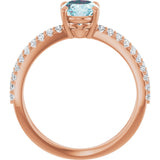 14K Gold Oval Natural Sky Blue Topaz & Natural Diamond Accented Ring – 8x6mm - Rose Gold - view 2