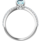 14K Gold Oval Natural Sky Blue Topaz & Natural Diamond Accented Ring – 8x6mm - White Gold - view 2