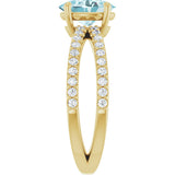 14K Gold Oval Natural Sky Blue Topaz & Natural Diamond Accented Ring – 8x6mm - Yellow Gold - view 4