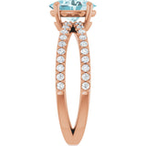 14K Gold Oval Natural Sky Blue Topaz & Natural Diamond Accented Ring – 8x6mm - Rose Gold - view 4