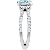 14K Gold Oval Natural Sky Blue Topaz & Natural Diamond Accented Ring – 8x6mm - White Gold - view 4