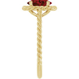 14K Gold Oval Natural Mozambique Garnet Solitaire Rope Ring - Yellow Gold - view 4
