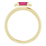 14K Gold Emerald Natural Ruby & Natural Diamond Stackable Ring - Yellow Gold - view 2