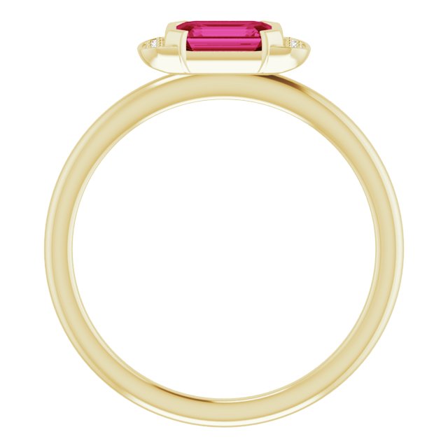 14K Gold Emerald Lab-Grown Ruby & Natural Diamond Stackable Ring - Yellow Gold - view 2