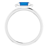 Platinum Emerald Lab-Grown Blue Sapphire & Natural Diamond Stackable Ring - view 2