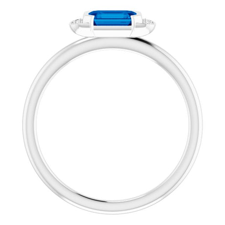 Platinum Emerald Lab-Grown Blue Sapphire & Natural Diamond Stackable Ring - view 2