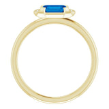 14K Gold Emerald Lab-Grown Blue Sapphire & Natural Diamond Stackable Ring - Yellow Gold - view 2