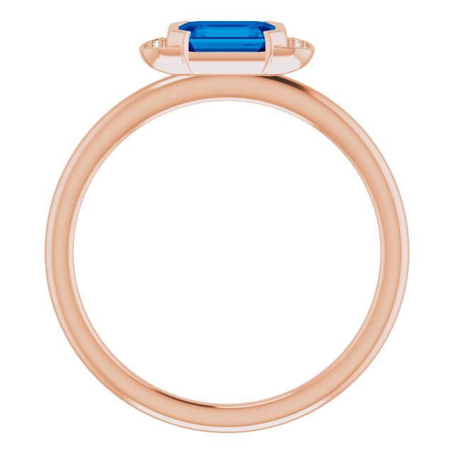 14K Gold Emerald Lab-Grown Blue Sapphire & Natural Diamond Stackable Ring - Rose Gold - view 2