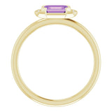 14K Gold Emerald Natural Amethyst & Natural Diamond Stackable Ring - Yellow Gold - view 2