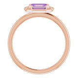 14K Gold Emerald Natural Amethyst & Natural Diamond Stackable Ring - Rose Gold - view 2