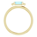 14K Gold Emerald Natural Aquamarine & Natural Diamond Stackable Ring - Yellow Gold - view 2