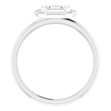 Platinum Emerald Natural White Sapphire & Natural Diamond Stackable Ring - view 2