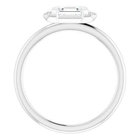 Platinum Emerald Natural White Sapphire & Natural Diamond Stackable Ring - view 2