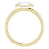 14K Gold Emerald Natural White Sapphire & Natural Diamond Stackable Ring - Yellow Gold - view 2