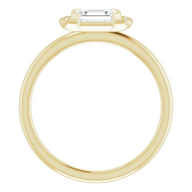 14K Gold Emerald Natural White Sapphire & Natural Diamond Stackable Ring - Yellow Gold - view 2