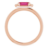 14K Gold Emerald Natural Ruby & Natural Diamond Stackable Ring - Rose Gold - view 2