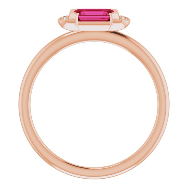 14K Gold Emerald Natural Ruby & Natural Diamond Stackable Ring - Rose Gold - view 2