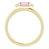 14K Gold Emerald Natural Pink Tourmaline & Natural Diamond Stackable Ring - Yellow Gold - view 2