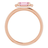14K Gold Emerald Natural Pink Tourmaline & Natural Diamond Stackable Ring - Rose Gold - view 2