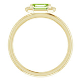 14K Gold Emerald Natural Peridot & Natural Diamond Stackable Ring - Yellow Gold - view 2