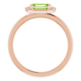 14K Gold Emerald Natural Peridot & Natural Diamond Stackable Ring - Rose Gold - view 2