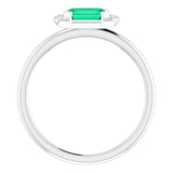 Platinum Emerald Natural Emerald & Natural Diamond Stackable Ring - view 2