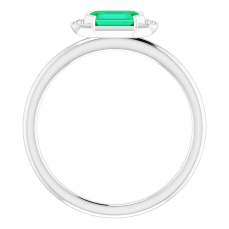 Platinum Emerald Natural Emerald & Natural Diamond Stackable Ring - view 2