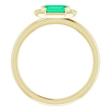 14K Gold Emerald Natural Emerald & Natural Diamond Stackable Ring - Yellow Gold - view 2