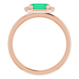 14K Gold Emerald Lab-Grown Emerald & Natural Diamond Stackable Ring - Rose Gold - view 2