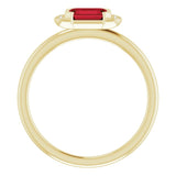 14K Gold Emerald Natural Mozambique Garnet & Natural Diamond Stackable Ring - Yellow Gold - view 2