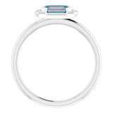 Platinum Emerald Lab-Grown Alexandrite & Natural Diamond Stackable Ring - view 2