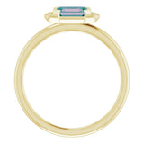 14K Gold Emerald Lab-Grown Alexandrite & Natural Diamond Stackable Ring - Yellow Gold - view 2