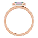 14K Gold Emerald Lab-Grown Alexandrite & Natural Diamond Stackable Ring - Rose Gold - view 2