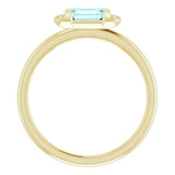 14K Gold Emerald Natural Blue Zircon & Natural Diamond Stackable Ring - Yellow Gold - view 2