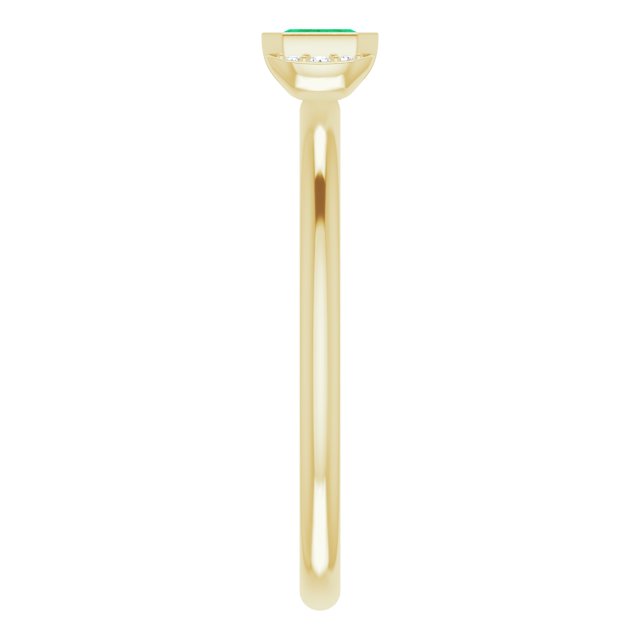 14K Gold Emerald Natural Emerald & Natural Diamond Stackable Ring - Yellow Gold - view 4