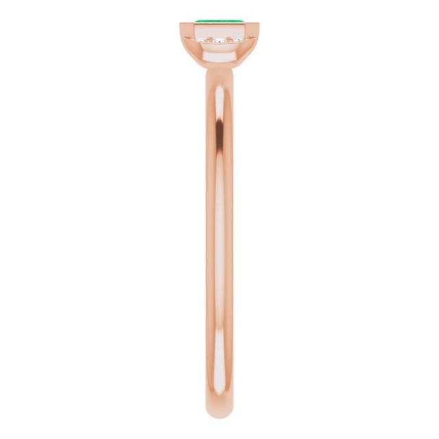 14K Gold Emerald Lab-Grown Emerald & Natural Diamond Stackable Ring - Rose Gold - view 4