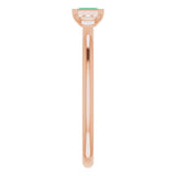 14K Gold Emerald Natural Emerald & Natural Diamond Stackable Ring - Rose Gold - view 4
