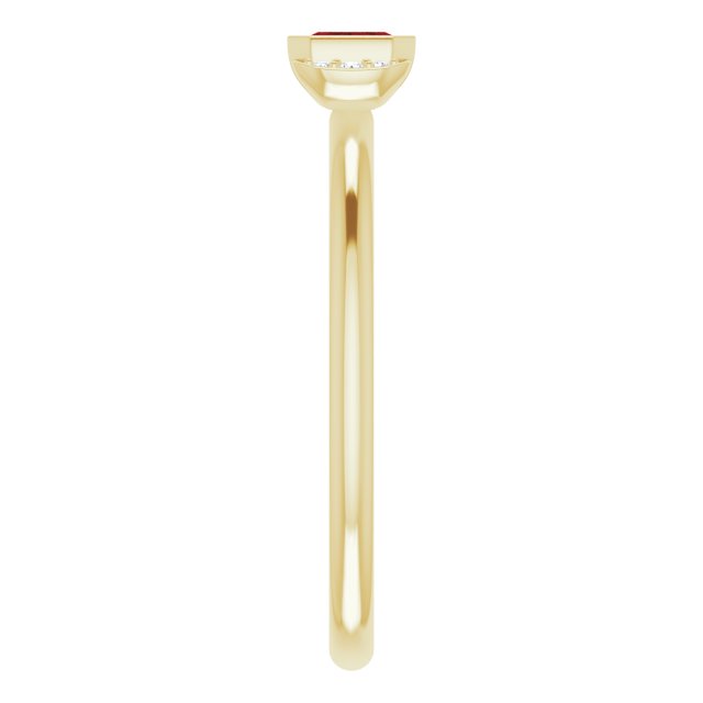 14K Gold Emerald Natural Mozambique Garnet & Natural Diamond Stackable Ring - Yellow Gold - view 4