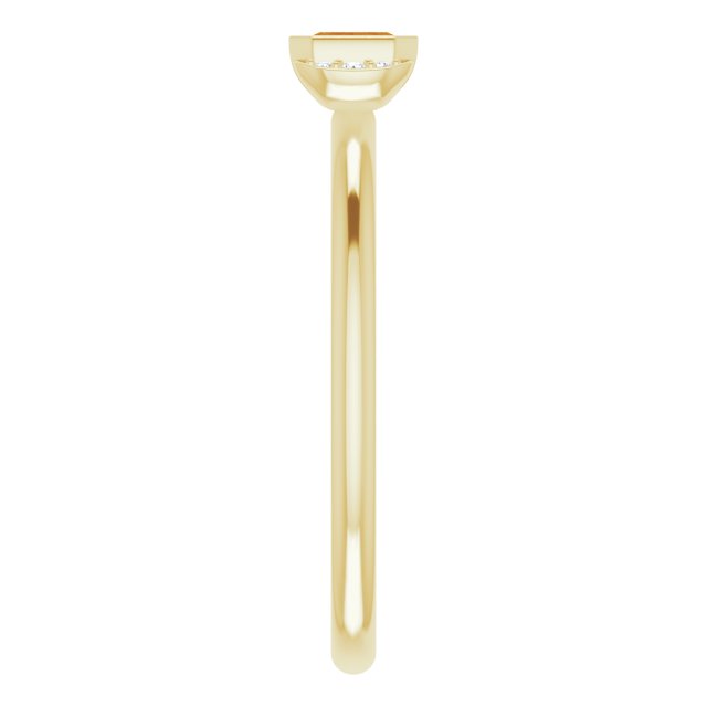 14K Gold Emerald Natural Citrine & Natural Diamond Stackable Ring - Yellow Gold - view 4