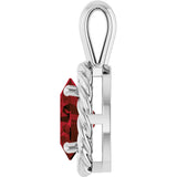 14K Gold Oval Natural Mozambique Garnet Rope Solitaire Pendant - White Gold - view 3