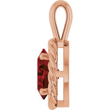 14K Gold Oval Natural Mozambique Garnet Rope Solitaire Pendant - Rose Gold - view 3