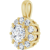 14K Gold Oval Lab-Grown Diamond Halo-Style Pendant - Yellow Gold - view 8