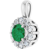 Platinum Round Lab-Grown Emerald Halo-Style Pendant - view 8