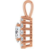 14K Gold Oval Lab-Grown Diamond Halo-Style Pendant - Rose Gold - view 9