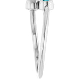 14K Gold Round Natural London Blue Topaz Two-Stone Ring - White Gold - view 9