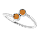 14K Gold Round Natural Citrine Two-Stone Ring - White Gold - view 10