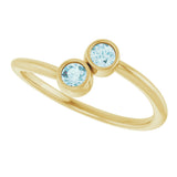 14K Gold Round Natural Sky Blue Topaz Two-Stone Ring - Yellow Gold - view 10